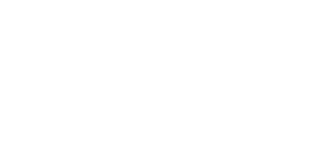 Stacked DeRoyal Logo wTagline WHITE